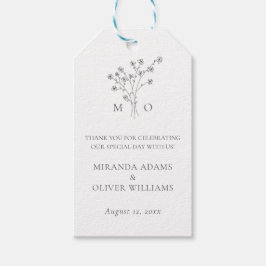 シンプルフローラエレガントブーケミニマ結婚リスト ギフトタグ