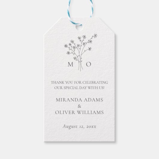 シンプルフローラエレガントブーケミニマ結婚リスト ギフトタグ (正面)