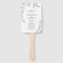 シンプルフローラエレガントマウヴ結婚式 プログラム ハンドファン