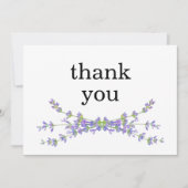 シンプルフローラエレガントミニマルなラベンダー サンキューカード (正面)