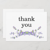 シンプルフローラエレガントミニマルなラベンダー サンキューカード (正面/裏面)