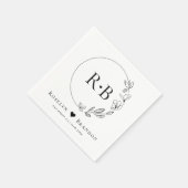 シンプルフローラエレガントリース結婚モノグラム スタンダードカクテルナプキン (角)