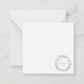 シンプルフローラエレガントローレルリースモノグラム ノートカード (正面)