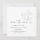 シンプルフローラエレガント白黒ブライダルシャワー 招待状 (正面)