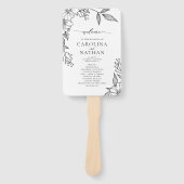 シンプルフローラエレガント白黒結婚式 プログラム ハンドファン (正面)