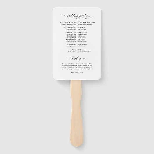 シンプルフローラエレガント白黒結婚式 プログラム ハンドファン (裏面)