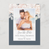 シンプルフローラエレガント赤面グレーローズブーケ ポストカード (正面)