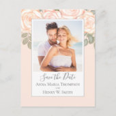 シンプルフローラエレガント赤面ピーチローズブーケ ポストカード (正面)