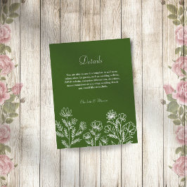 シンプルフローラオリーブ結婚グリーンのエンクロージャカード エンクロージャーカード