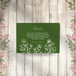 シンプルフローラオリーブ結婚グリーンのエンクロージャカード エンクロージャーカード