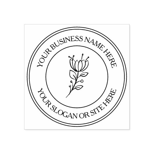 シンプルフローラカスタムの会社名 ラバースタンプ (インプリント)