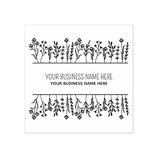 シンプルフローラカスタムの会社名 ラバースタンプ (インプリント)