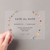 シンプルフローラカラフルウェディング日付の保存 アクリル招待状 (インサイチュ (ポータブル))