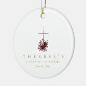 シンプルフローラクロスカトリック洗礼 セラミックオーナメント (左)