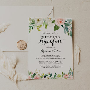 シンプルフローラグリーンカリフ結婚ィックズブレックファースト 招待状