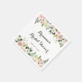 シンプルフローラグリーン書道ブライダルシャワー スタンダードカクテルナプキン (角)