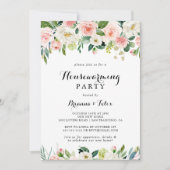 シンプルフローラグリーン書道引っ越し祝いパーティーパーティー 招待状 (正面)