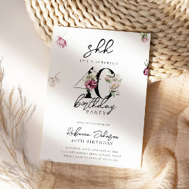 シンプルフローラサプライズ40th誕生日パーティー 招待状