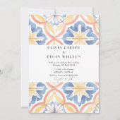 シンプルフローラサマースペインのタイル結婚ズ 招待状 (正面)