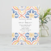 シンプルフローラサマースペインのタイル結婚ズ 招待状 (スタンド正面)