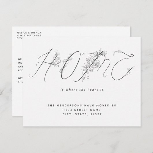 シンプルフローラスクリプトの新しいホーム移動のお知らせ ポストカード (正面/裏面)