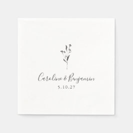 シンプルフローラスクリプト白ボホ結婚のカスタム スタンダードカクテルナプキン