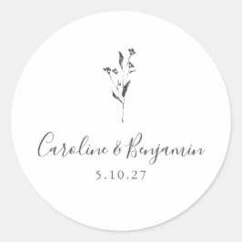 シンプルフローラスクリプト白ボホ結婚のカスタム ラウンドシール