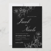 シンプルフローラスクリプ結婚ト 招待状 (正面)