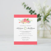 シンプルフローラストライプ結婚式招待状/サンゴ 招待状 (スタンド正面)