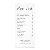 シンプルフローラスパおよびサロン価格表 ラックカード (裏面)