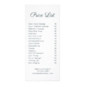 シンプルフローラスパおよびサロン価格表 ラックカード (裏面)