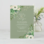 シンプルフローラセージ結婚グリーン 招待状 (スタンド正面)