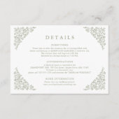シンプルフローラタイムレスセージ結婚グリーン詳細 エンクロージャーカード (正面)