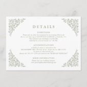 シンプルフローラタイムレスセージ結婚グリーン詳細 エンクロージャーカード (正面)