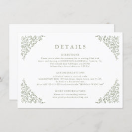 シンプルフローラタイムレスセージ結婚グリーン詳細 エンクロージャーカード