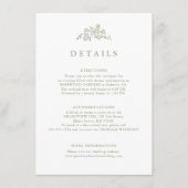 シンプルフローラタイムレスセージ結婚グリーン詳細 エンクロージャーカード (正面)