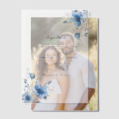 シンプルフローラダスティブルー結婚ズ ベラム紙招待状 (オフセット (カップル))