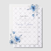 シンプルフローラダスティブルー結婚ズ ベラム紙招待状 (オフセット (招待状))