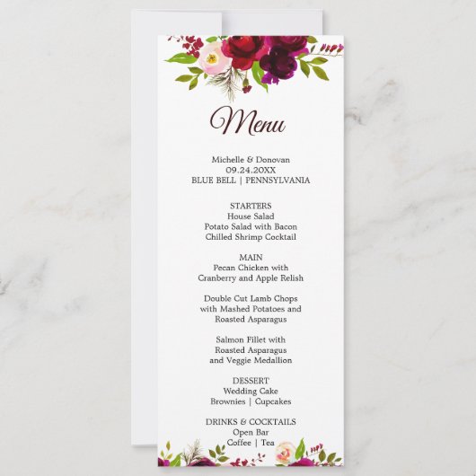 シンプルフローラディナーカード 招待状 (正面)