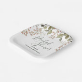 シンプルフローラトップ縁どブライダルシャワーテンプレート ペーパープレート (傾斜あり)