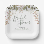 シンプルフローラトップ縁どブライダルシャワーテンプレート ペーパープレート (正面)