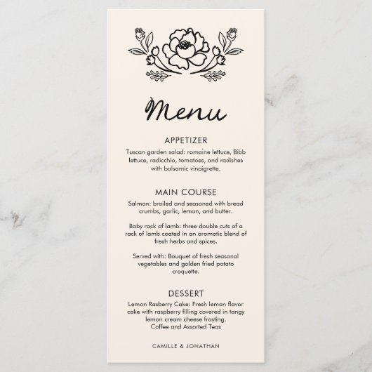 シンプルフローラハンドドロー結婚ドのメニュー メニュー (正面)