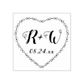 シンプルフローラハート結婚リース素朴モノグラム ラバースタンプ (インプリント)