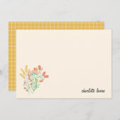 シンプルフローラパーソナライズされた文房具 サンキューカード (正面/裏面)