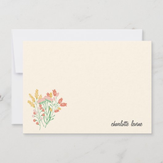 シンプルフローラパーソナライズされた文房具 サンキューカード (正面)