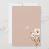 シンプルフローラピンクワイルドフラワーベージュ結婚ズ 招待状 (裏面)