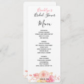 シンプルフローラブライダルシャワーメニューカード メニュー (正面/裏面)