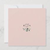 シンプルフローラブルゴーニュ赤面金ゴールド結婚ズスクエア 招待状 (裏面)