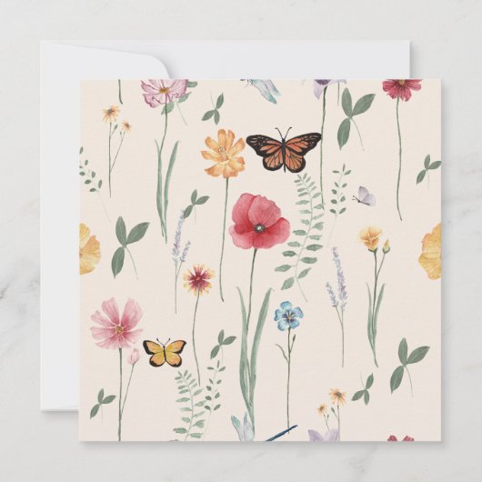 シンプルフローラブルーワイルドフラワーチョイス結婚ズ セーブザデート (裏面)