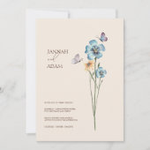 シンプルフローラブルーワイルドフラワーチョイス結婚ズ 招待状 (正面)